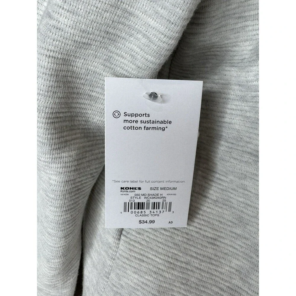 Croft & Barrow Sweater Size Medium Grey Quarter Zip Pullover Zip Women's NWT